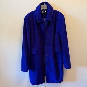 Garnet Hill Royal Blue Wool Coat - Size 14